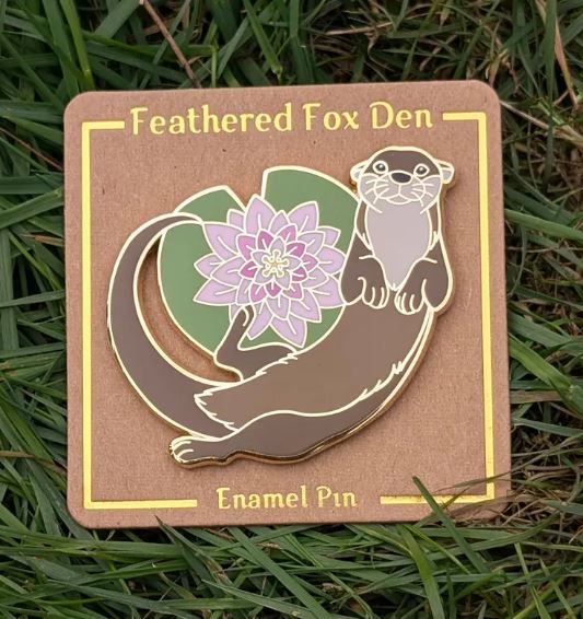 Otter and Lotus Pin