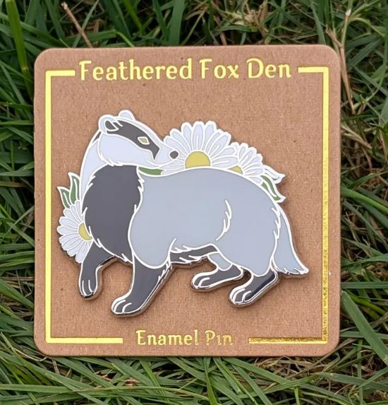 Badger and Daisies Pin