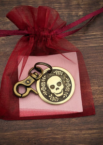 Skull with Roses Pet Tag