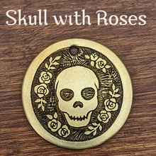 Load image into Gallery viewer, Skull with Roses Pet Tag
