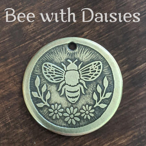 Bee with Daisies Pet Tag