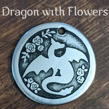 Load image into Gallery viewer, Dragon with Flowers Pet Tag
