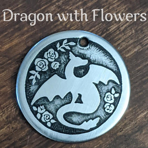 Dragon with Flowers Pet Tag