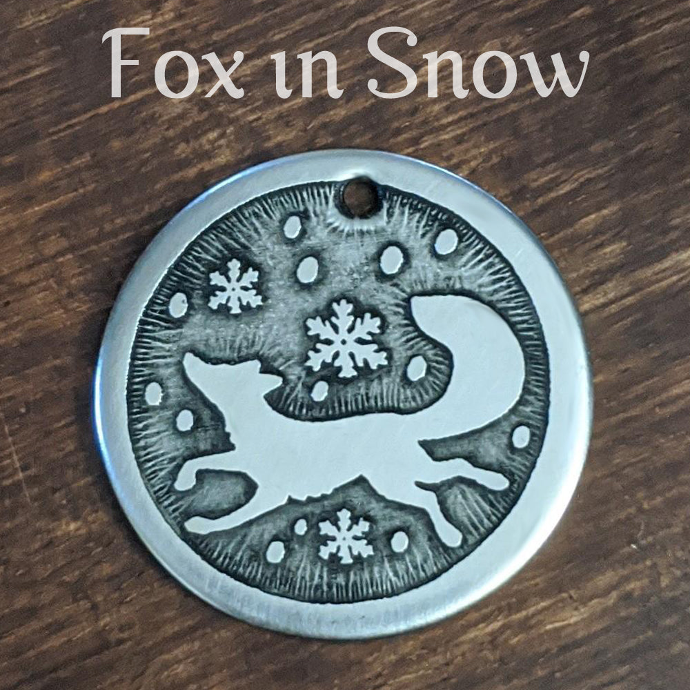 Fox in Snow Pet Tag