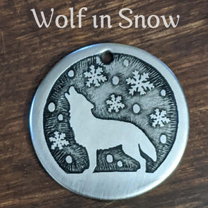 Wolf in Snow Pet Tag