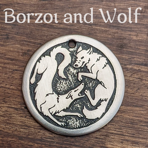 Borzoi and Wolf Pet Tag