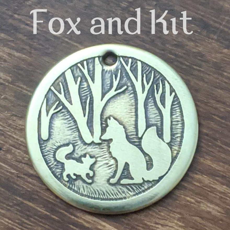 Fox and kit Pet Tag