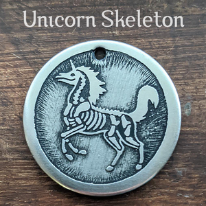 Unicorn Skeleton Pet Tag