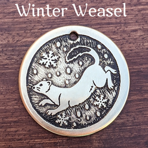 Winter Weasel Pet Tag